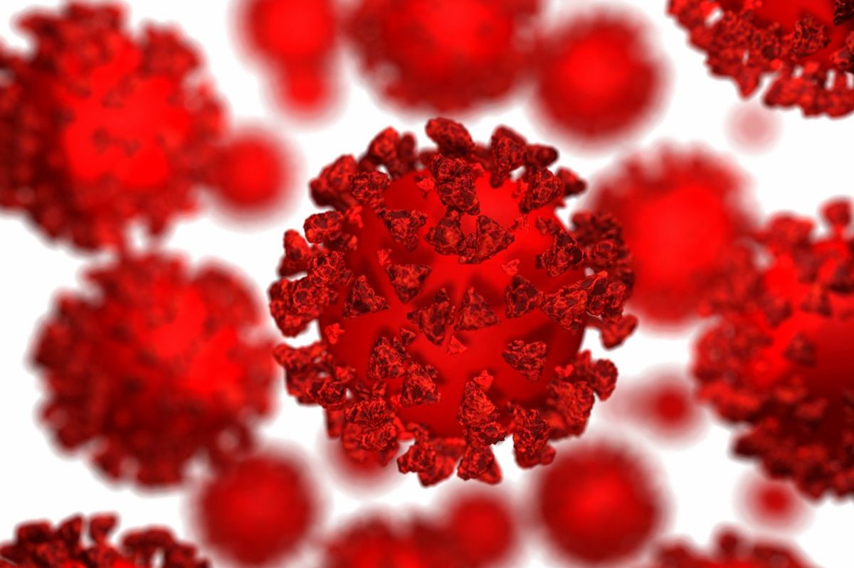 3D illustration of the Coronavirus SARS-CoV-2 on white background