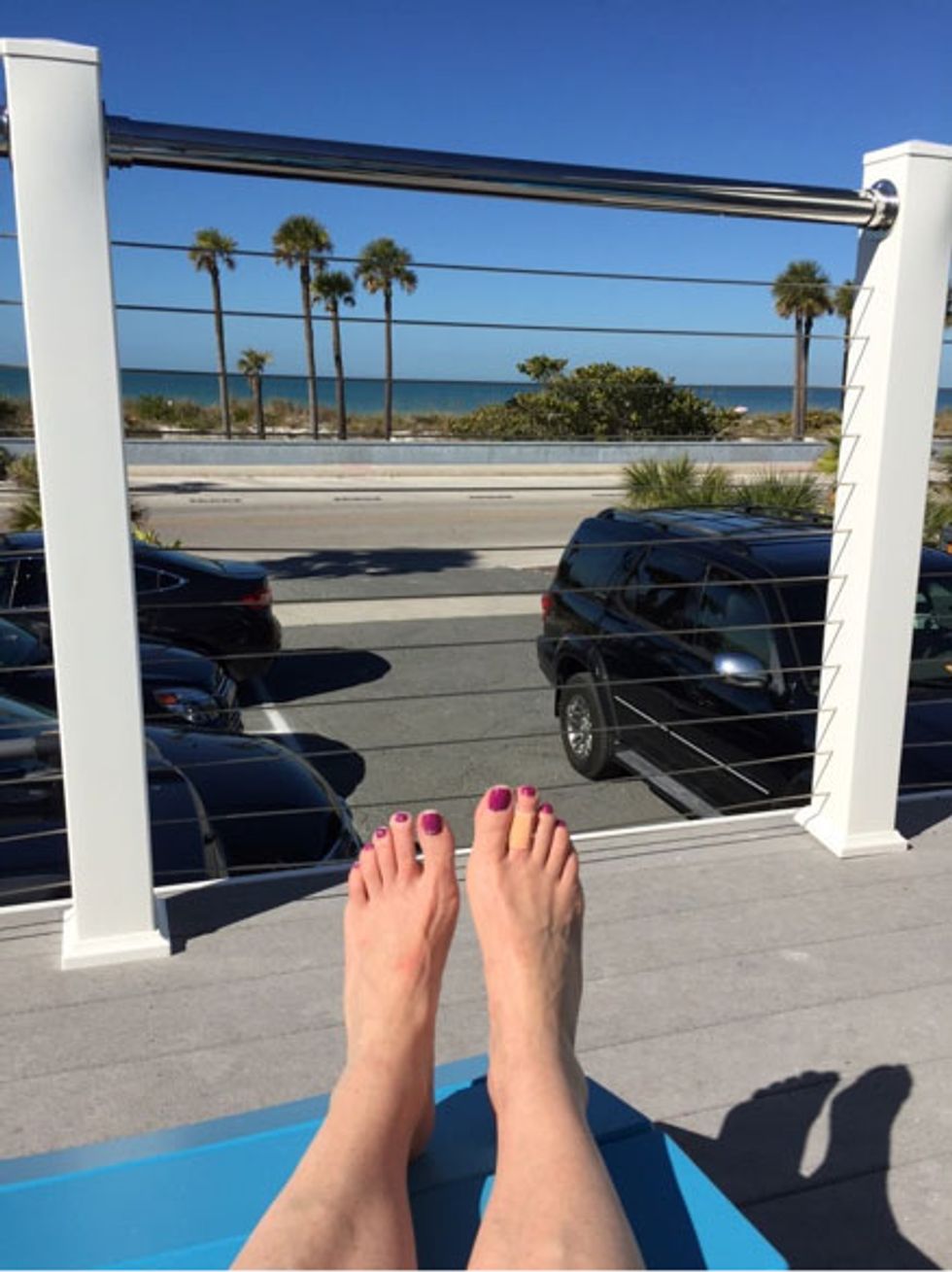 A beach view from our balcony.