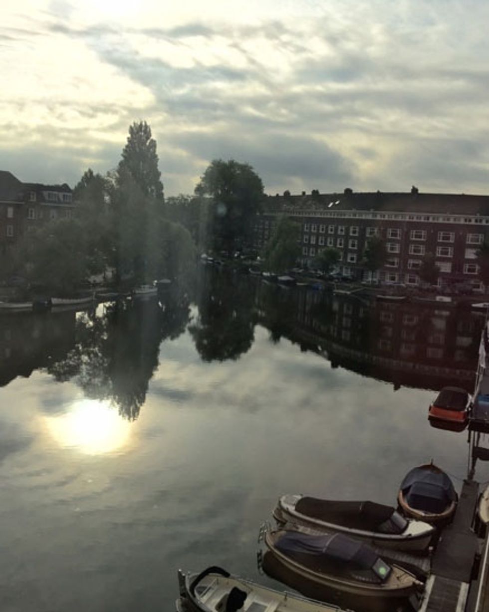 A view of the Amstel canal from our hotel room.