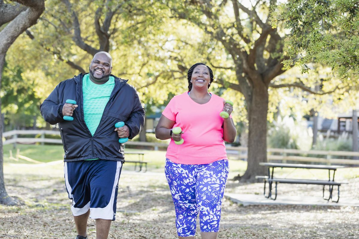 African-American couple exercising together