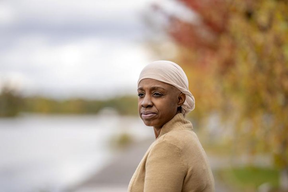 African American woman hearing a headscarf