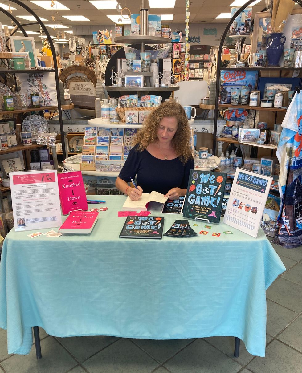 Aileen Weintraub at an author event for her books