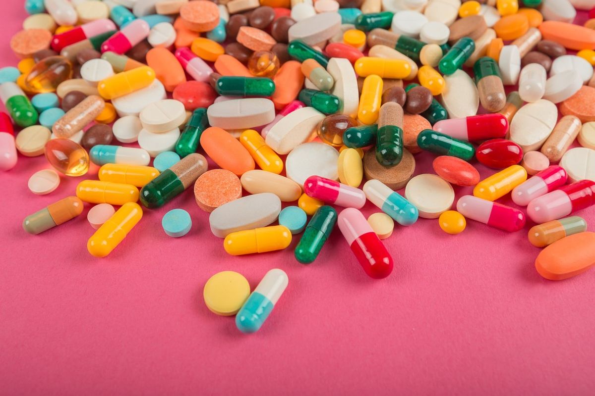 Assorted pharmaceutical medicine pills, tablets and capsules