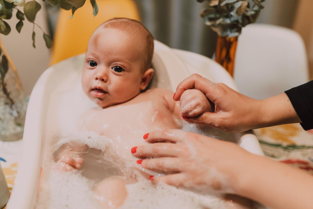 baby in the bath