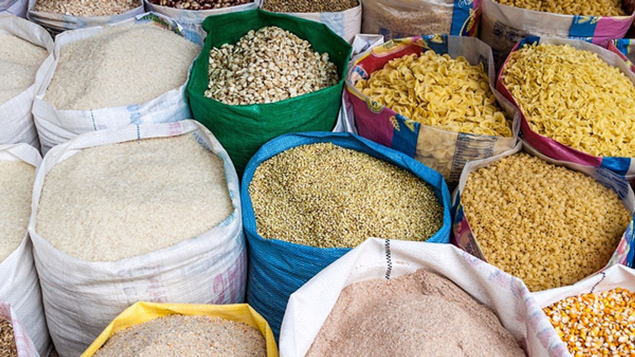 bins of whole grains