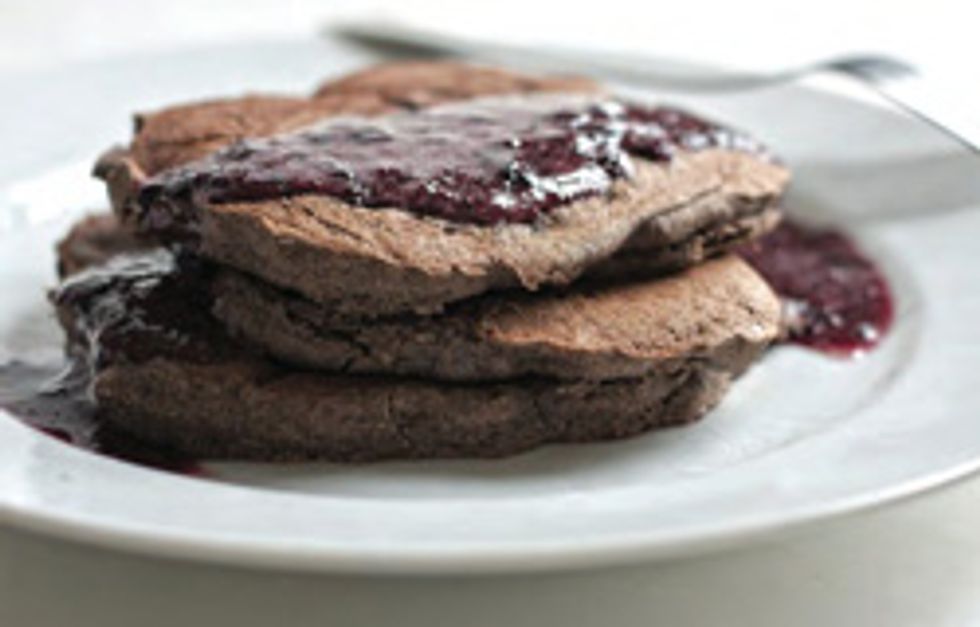 Buckwheat Banana Pancakes With Blueberry Sauce