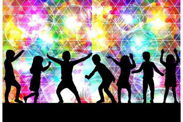 Children silhouette. Abstract background