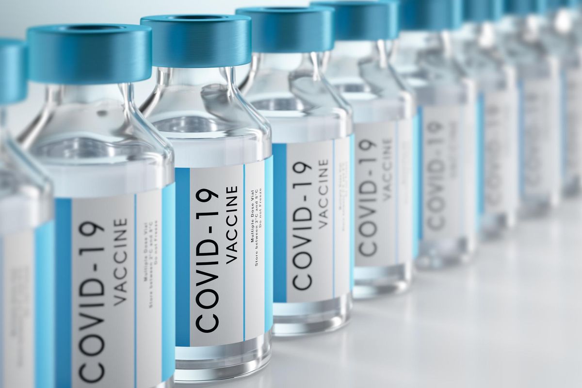 Close-up of bottles of COVID-19 vaccine