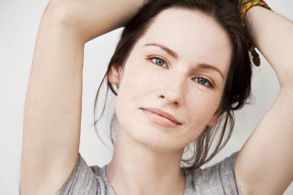 closeup on a womans face