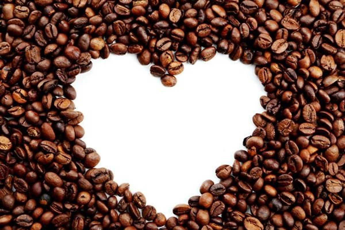 coffee beans in the shape of a heart