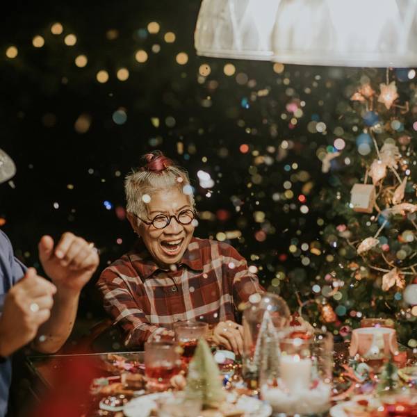 Confetti cannons are shoot in Christmas celebration