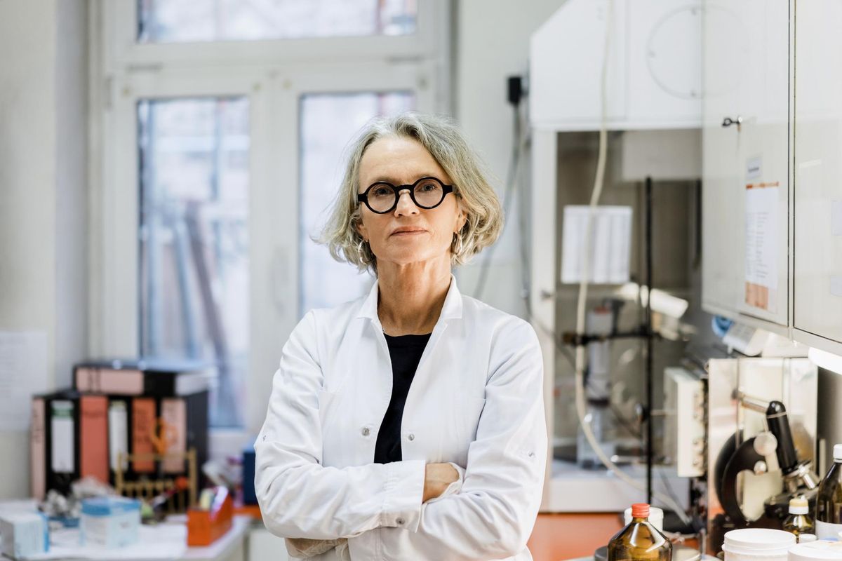 Confident female scientist