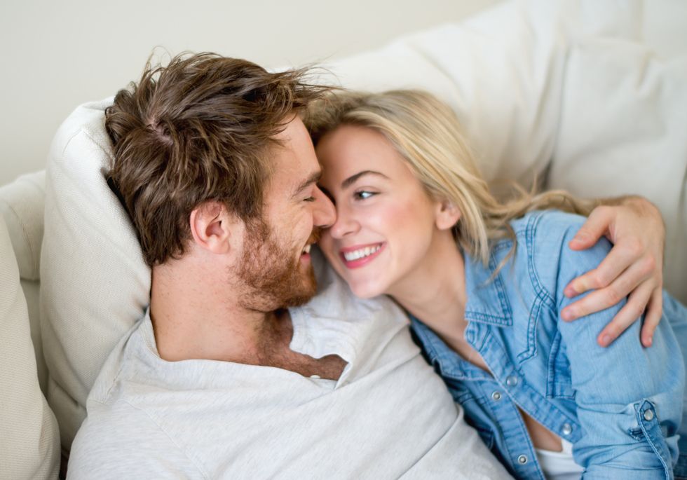couple hugging and enjoying being intimate without sex