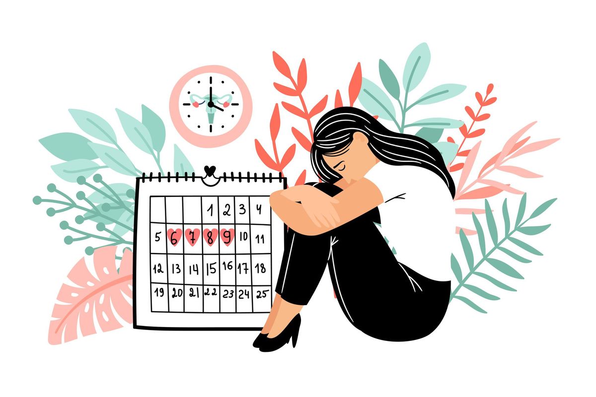 Cramps period. Menstruation days vector illustration