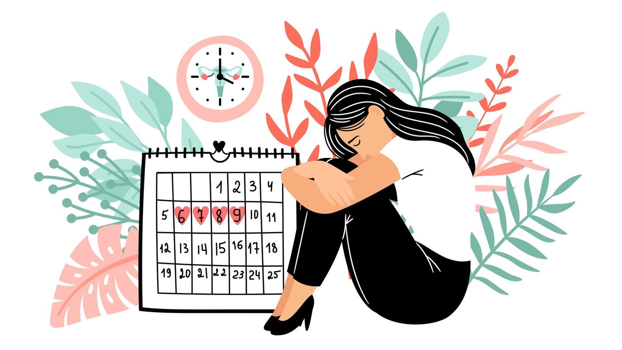 Cramps period. Menstruation days vector illustration