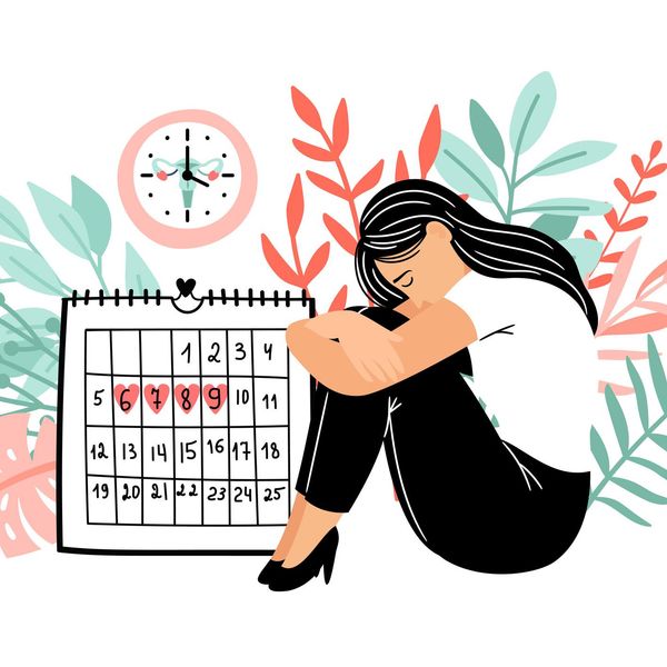 Cramps period. Menstruation days vector illustration