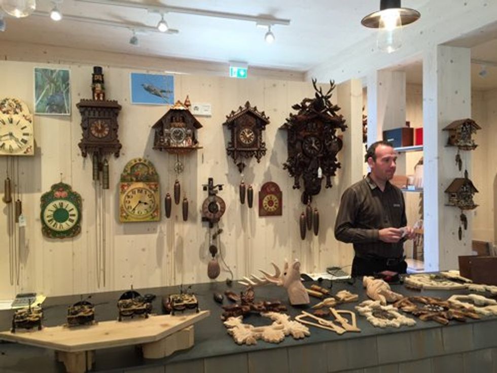 Cuckoo clocks are made in the Black Forest.