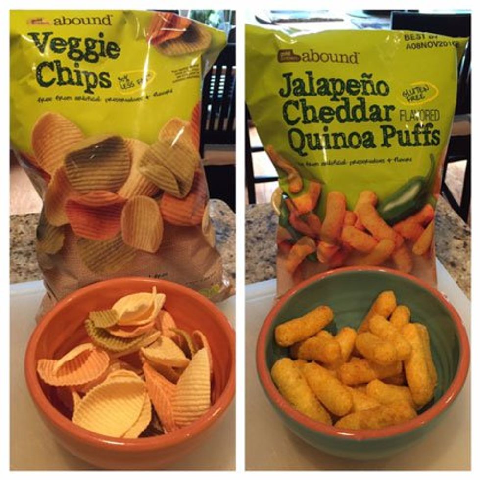 CVS Gold Emblem Veggie Chips and Jalape\u00f1o Cheddar Flavored Quinoa Puffs are gluten-free snacks.