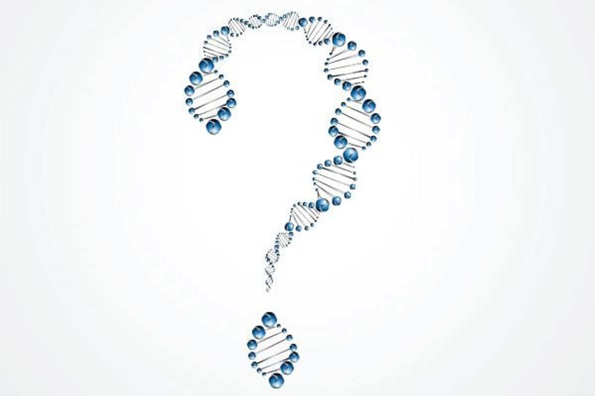 dna strand in the shape of a question mark