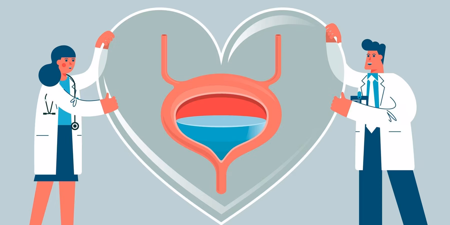 doctors next to a graphic of a bladder