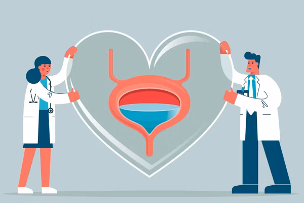 doctors next to a graphic of a bladder
