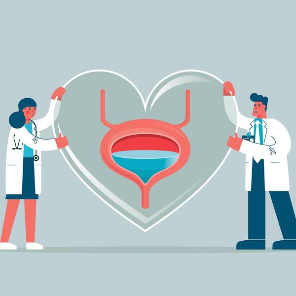 doctors next to a graphic of a bladder