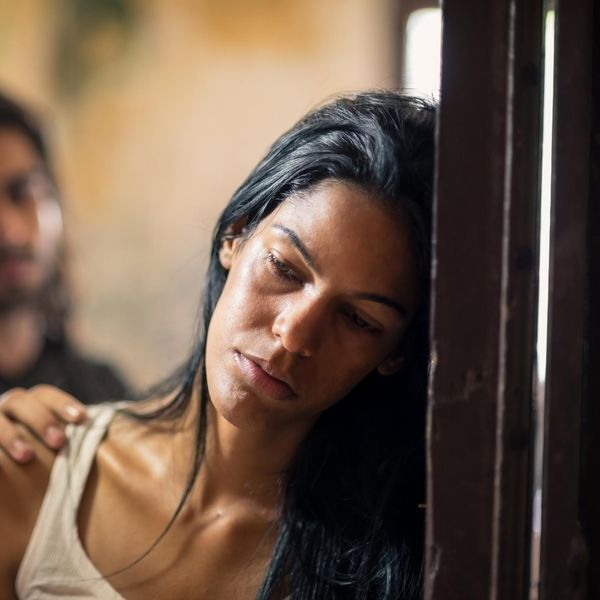 Domestic violence with young man and abused woman