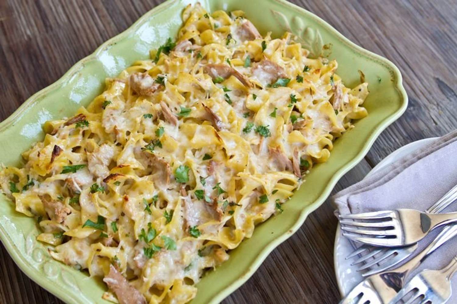Quick Egg Noodle Casserole With Tuna, Parmesan and Lemon