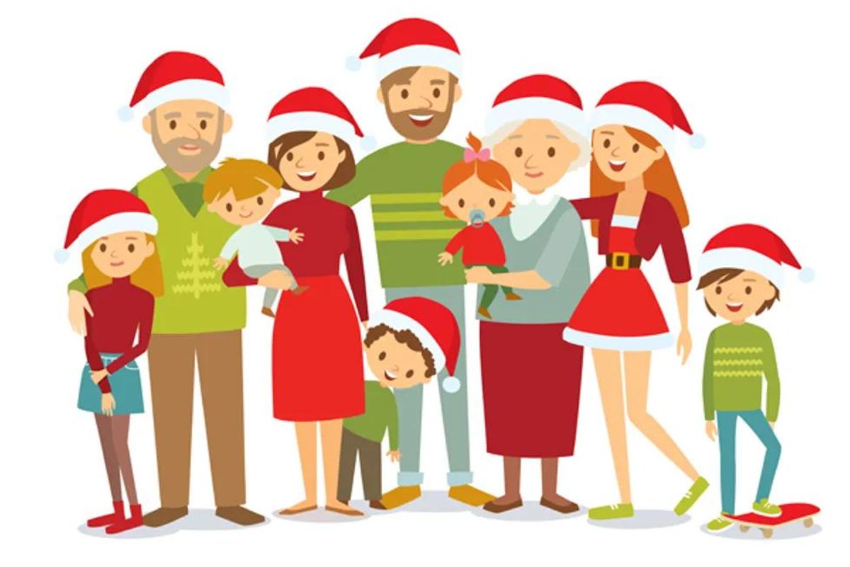 family dressed up for christmas