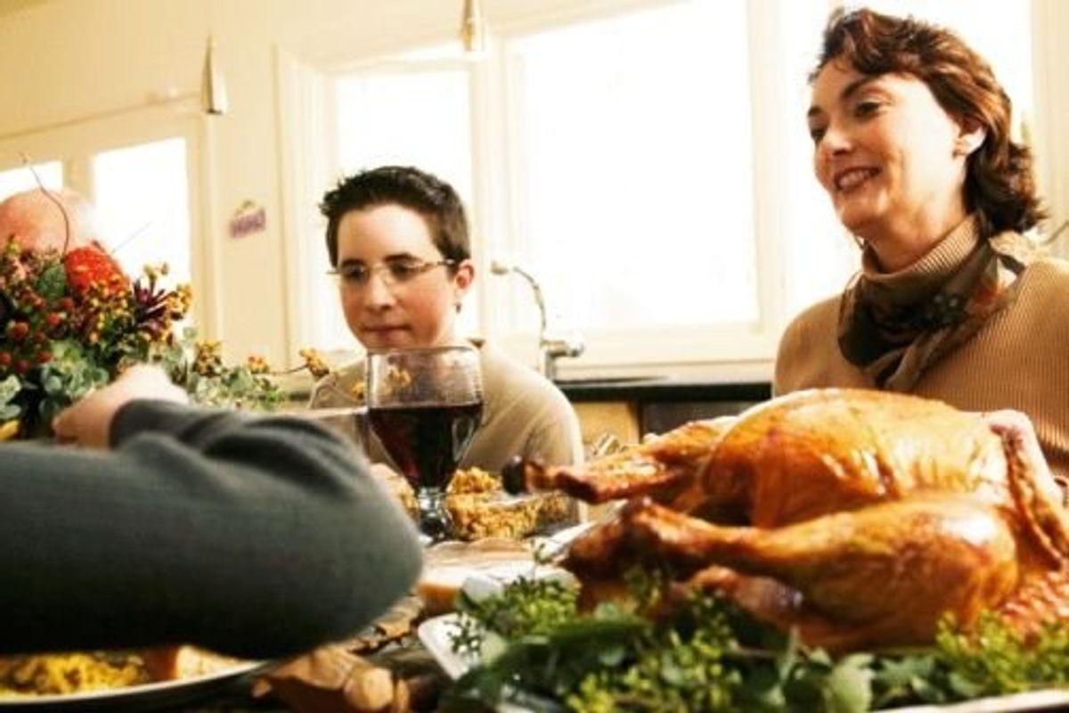 family eating thanksgiving dinner