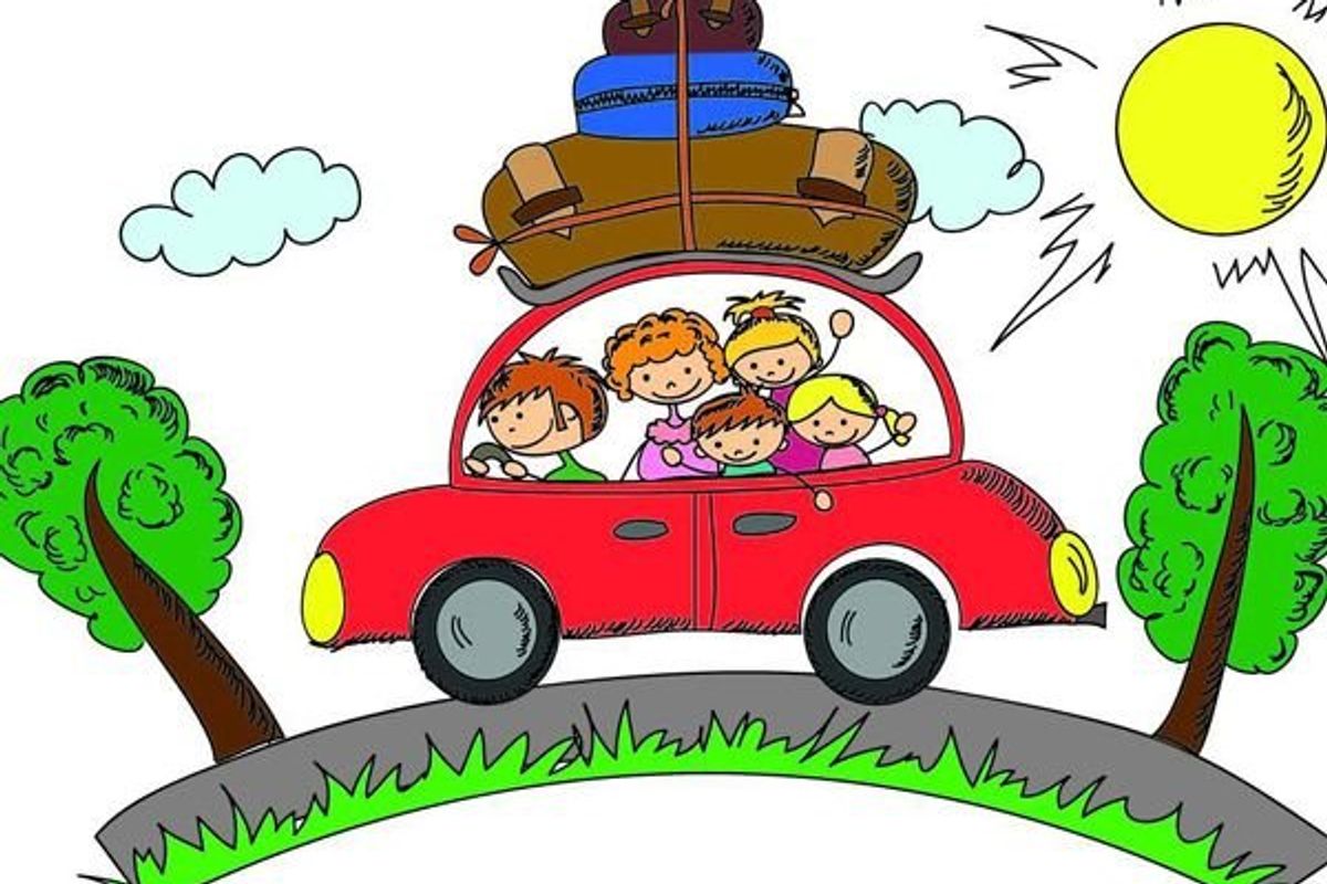 family vacation kids in the car