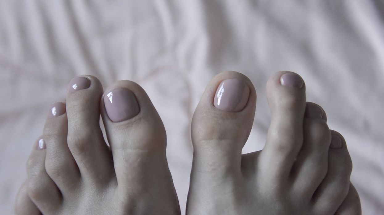 Female toes with fresh pedicure