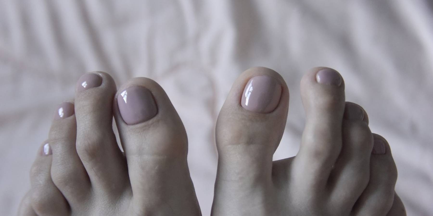 Female toes with fresh pedicure