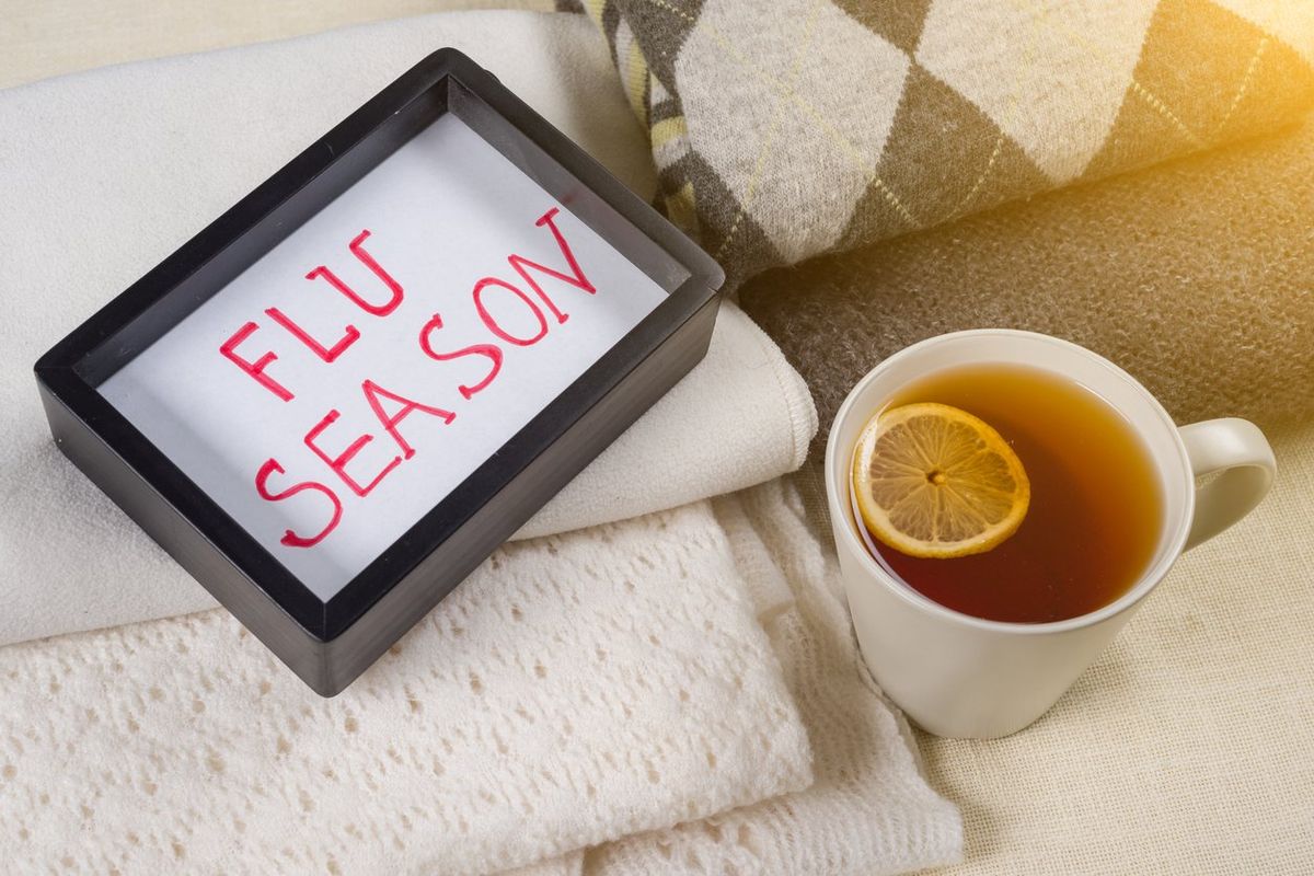 Flu season text in frame. 
