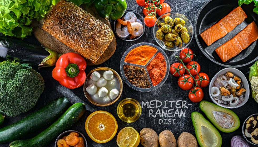 food products representing the mediterranean diet