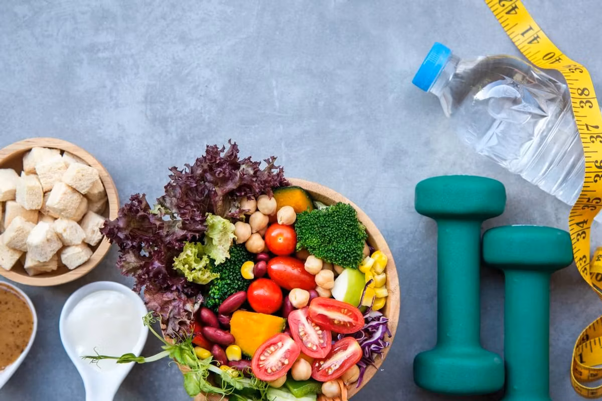 Fresh vegetable salad with Weight scale