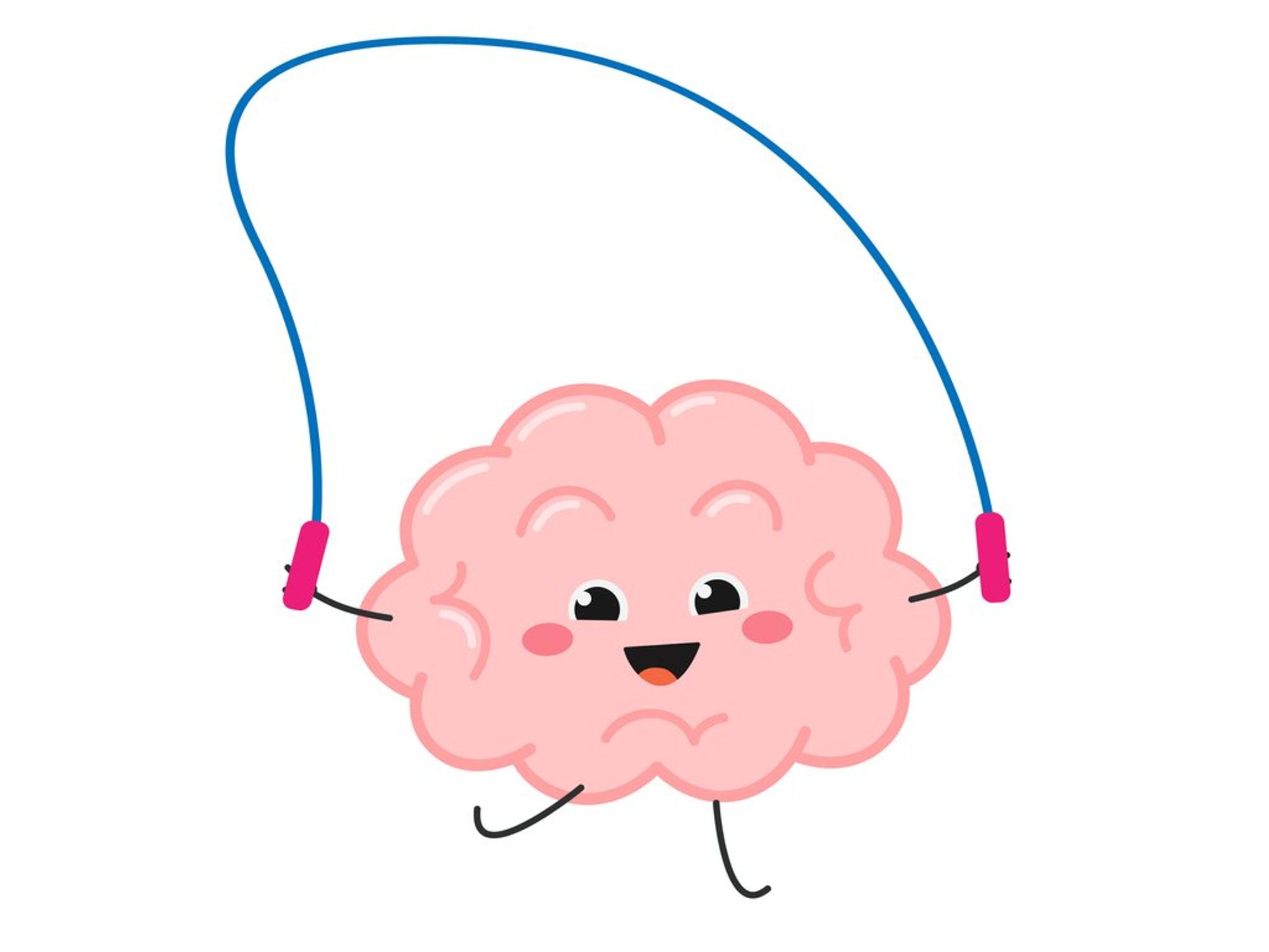 Otak kartun lucu yang lucu memainkan lompat tali
