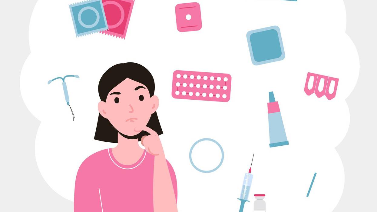 Girl choosing a method of contraception