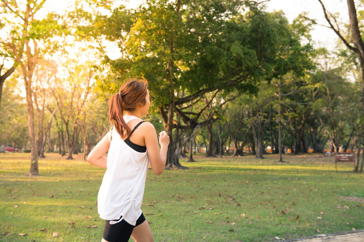 girl running in the park