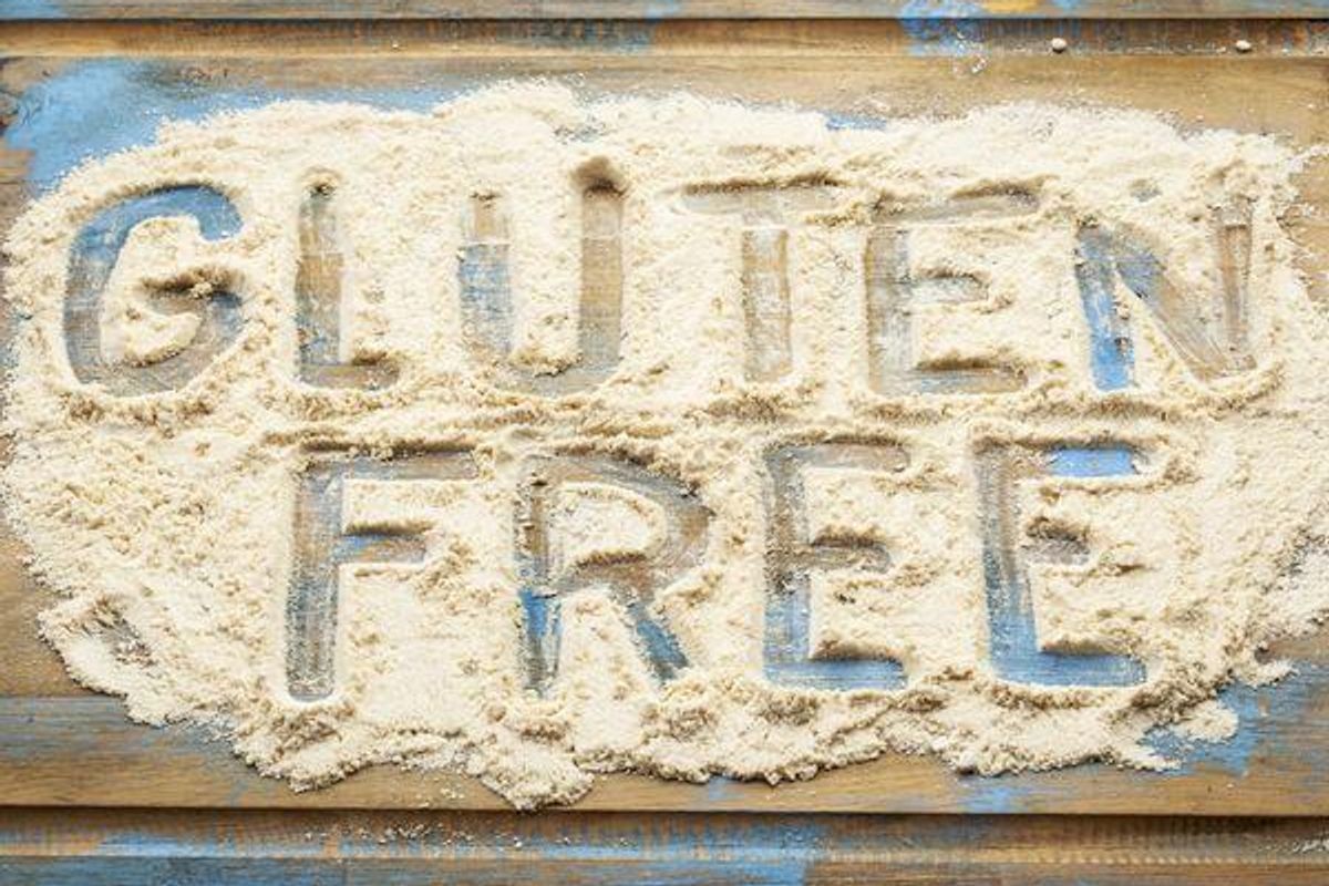 gluten free words written in flour