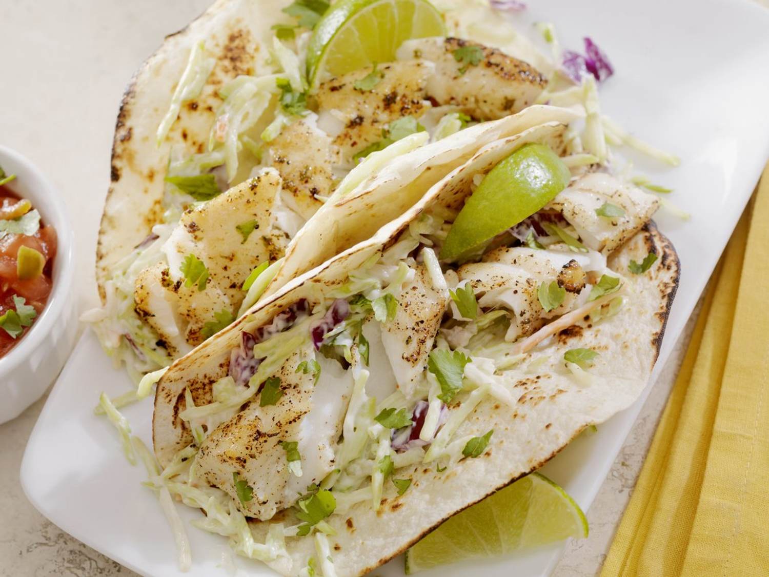 Grilled Fish Tacos with Chipotle-Lime Dressing