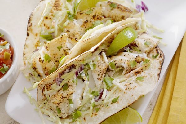 Grilled Fish Tacos with Chipotle-Lime Dressing