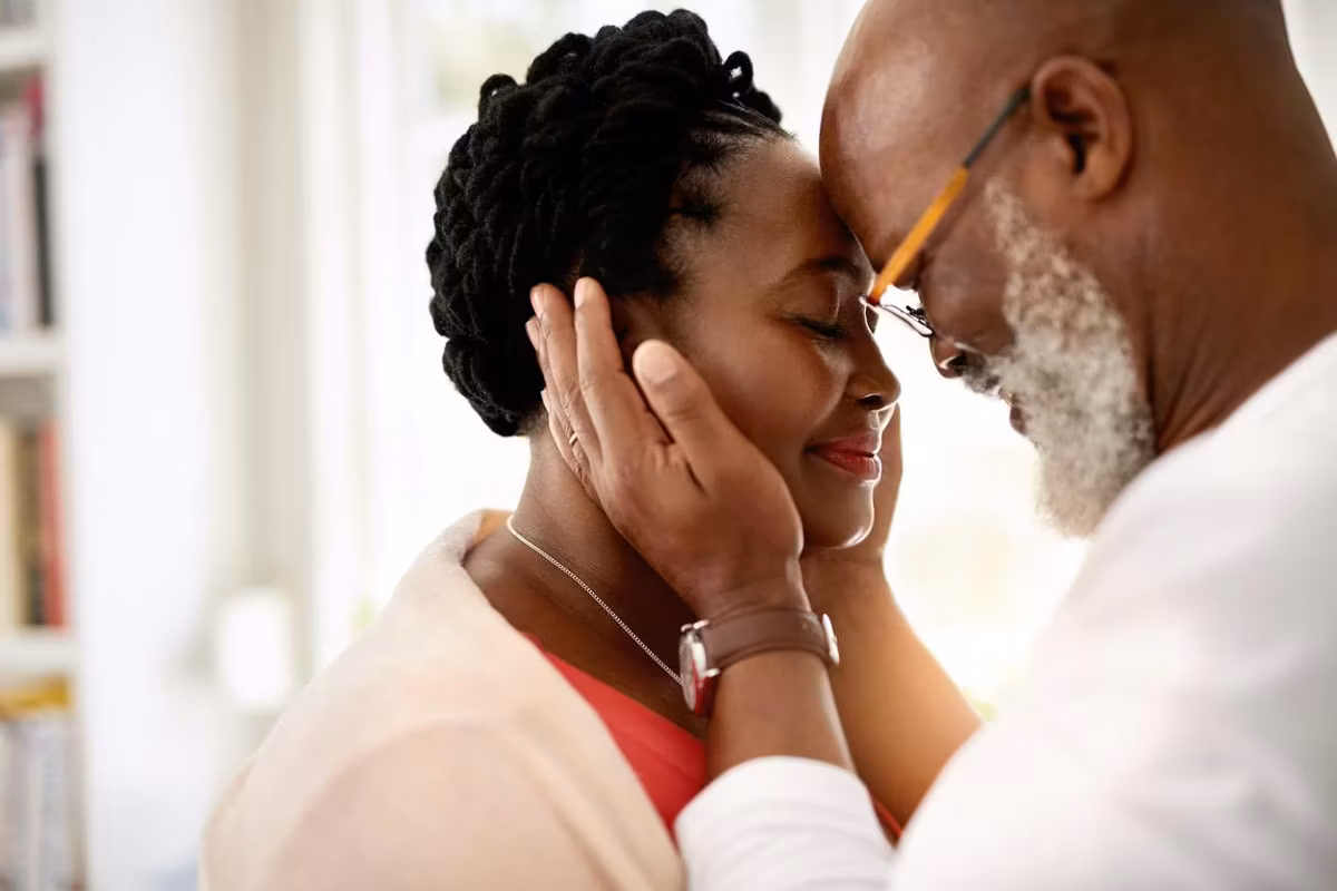 happy mature couple spending quality time together at home