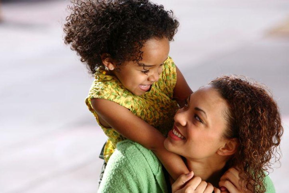 happy mother and daughter