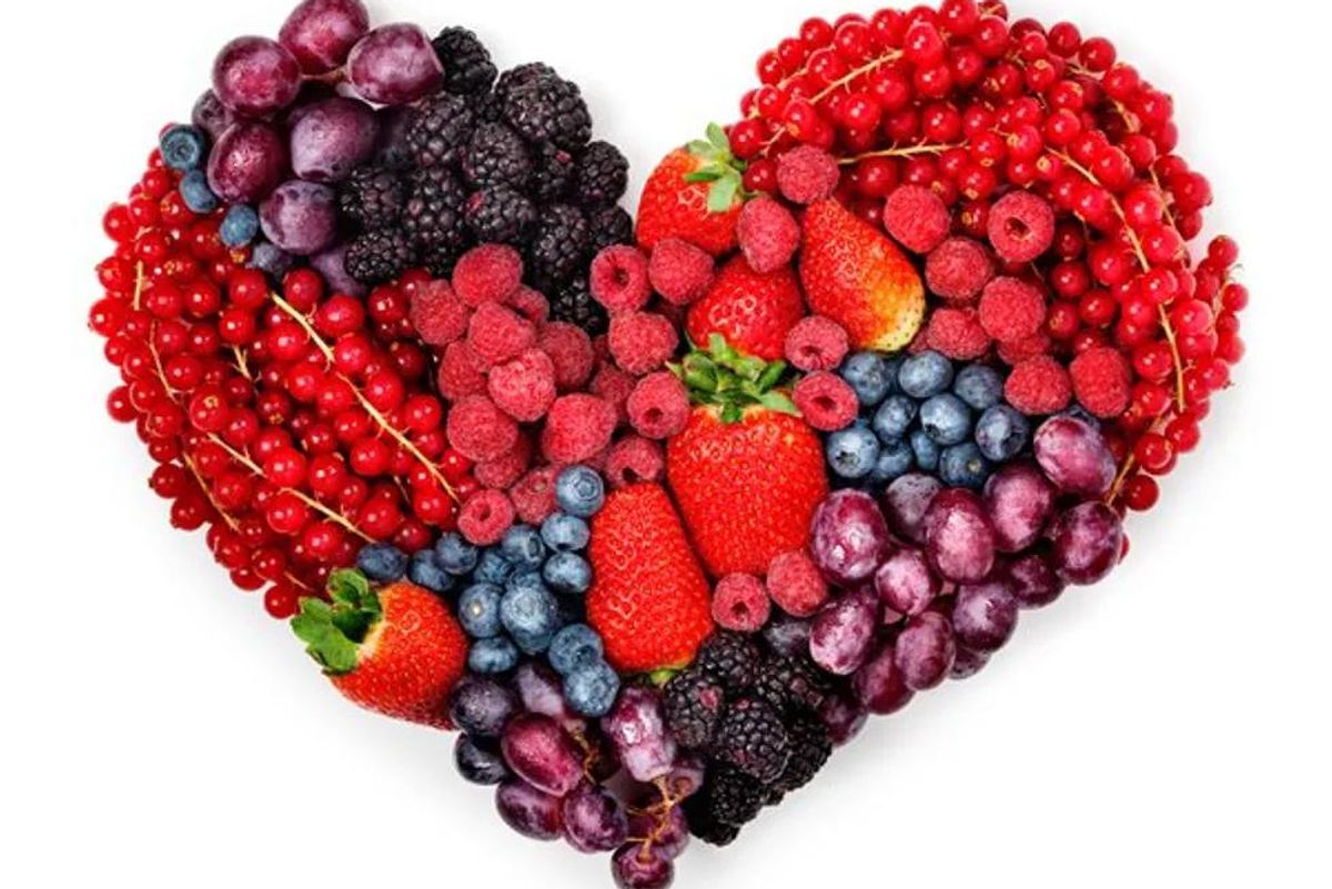 heart shape made of fruit