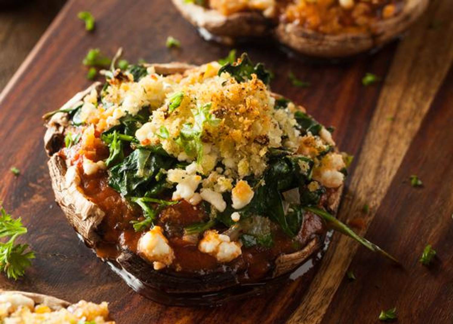 Herbed Spinach Quiche Portabella Caps