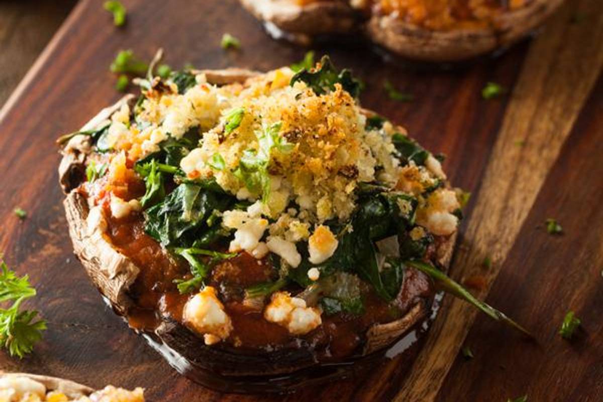 Herbed Spinach Quiche Portabella Caps