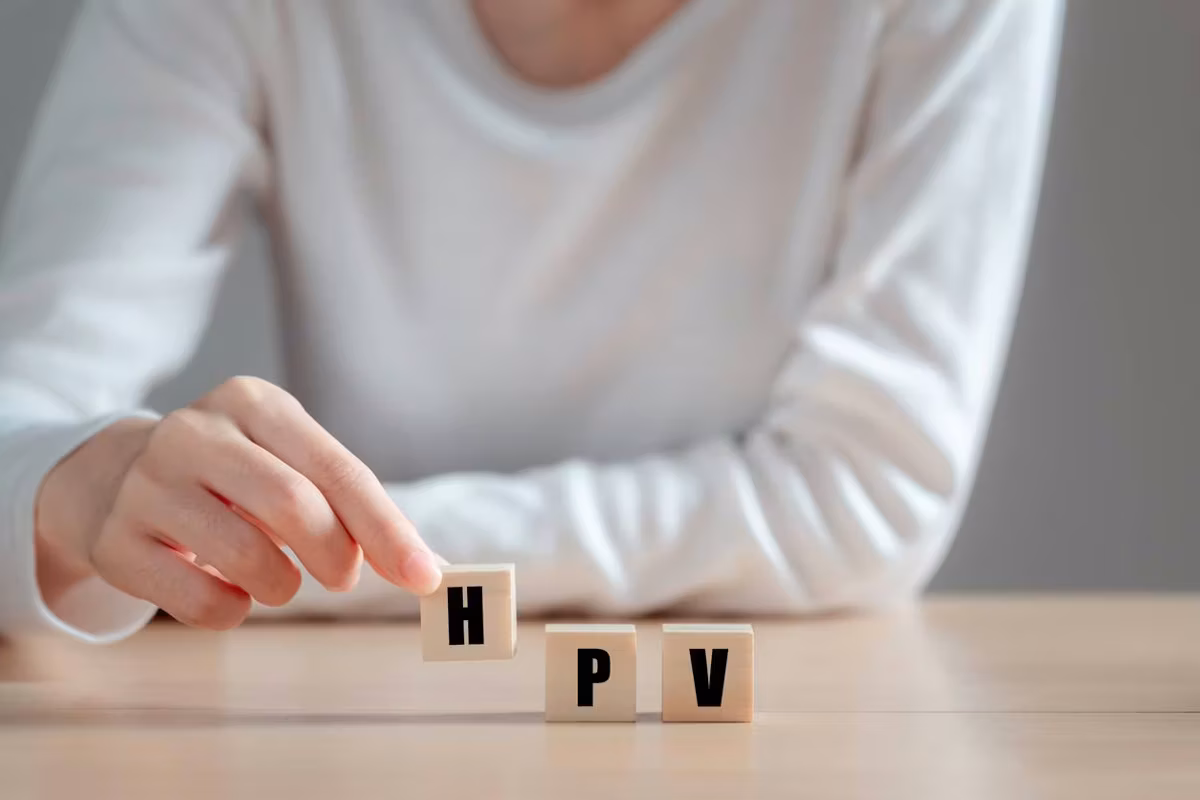HPV (Human Papillomavirus) acronym on wood block