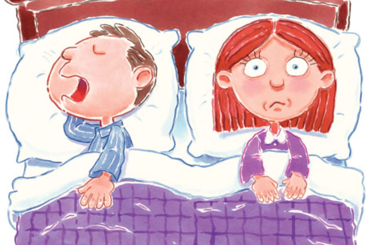 illustration of a couple in bed