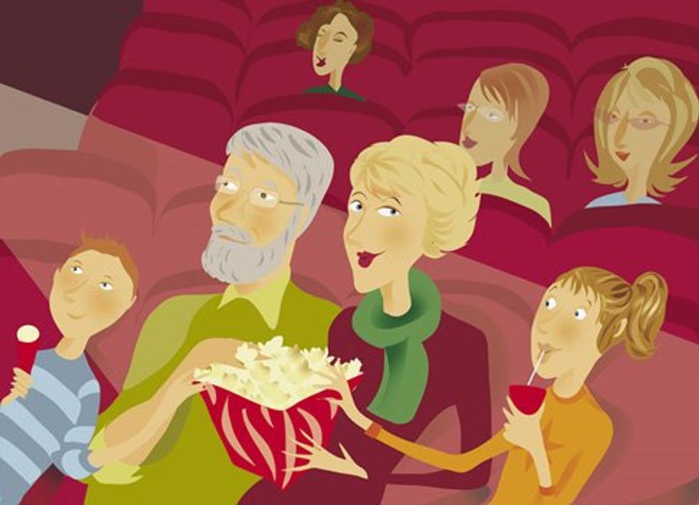 illustration of a family at the movies
